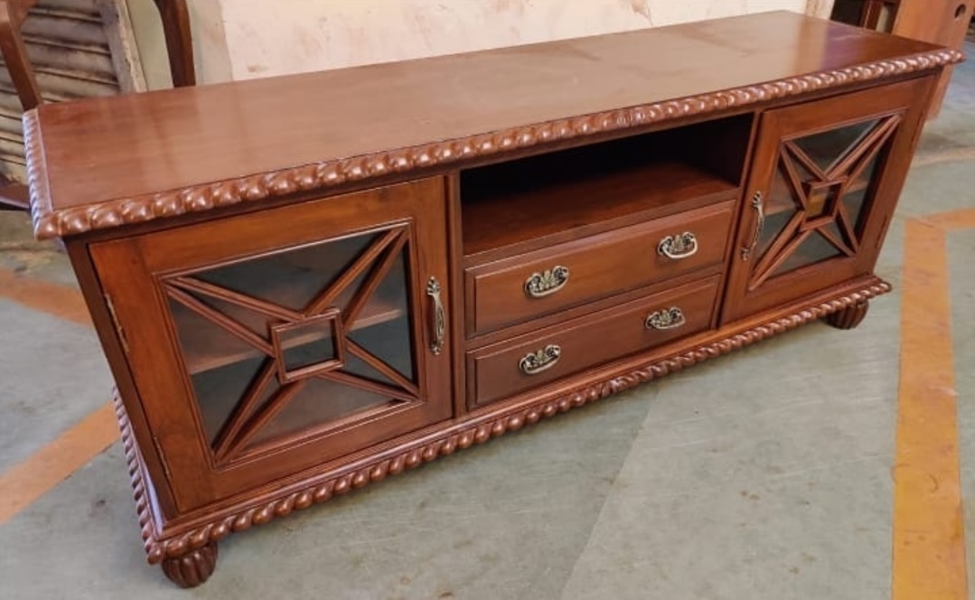 Classic Carved Wooden TV Console
